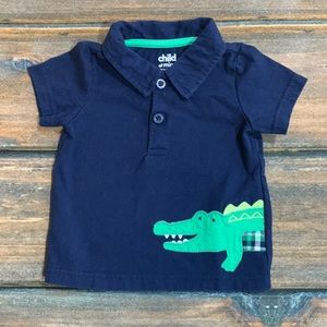 Child of Mine by Carter’s 3-6mo Boys Blue Short Sleeve Collared Alligator Shirt
